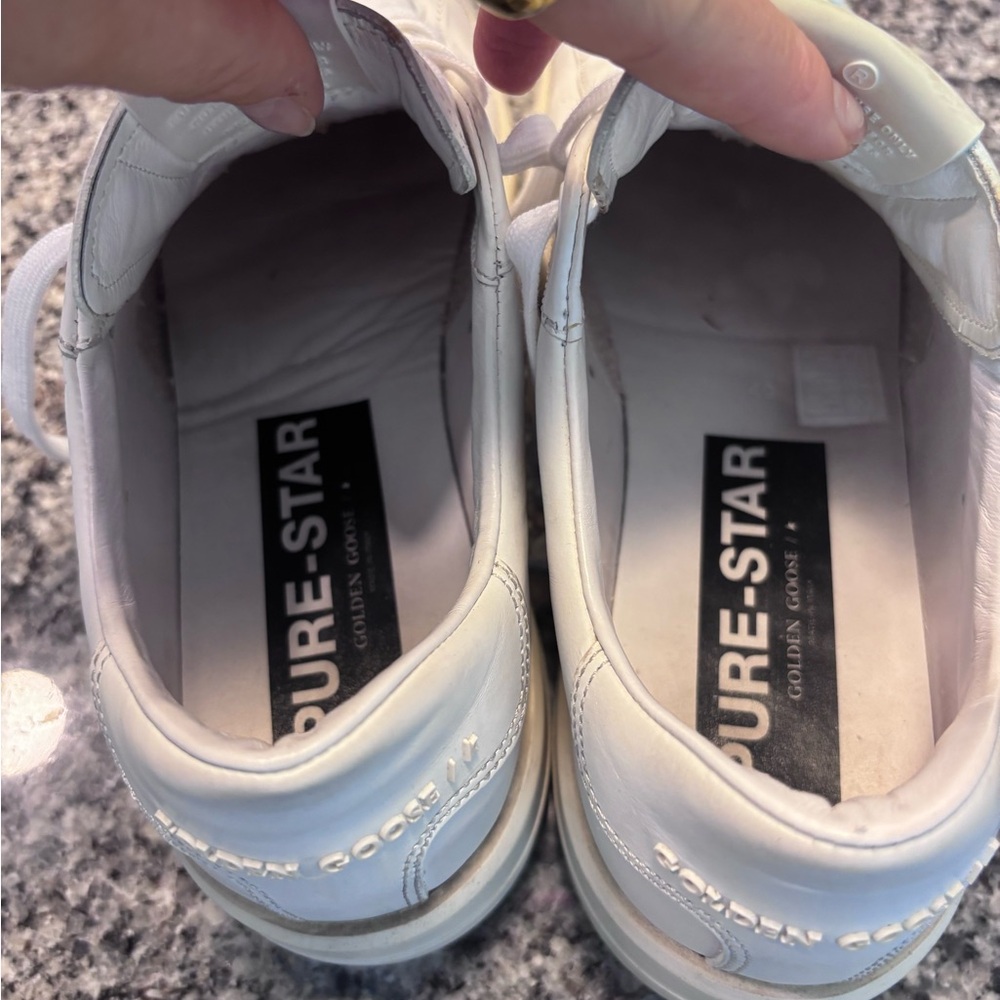 Golden Goose White Leather Star-Accent Women's Sneakers Size 10 - Picture 5 of 8